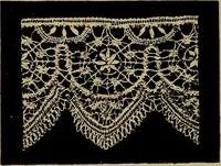 An illustration from Dentelles et guipures : anciennes et modernes, imitations ou copies. Varieté des genres et des points. 52 portraits documentaires, 249 échantillons de dentelles, collerettes, fraises, manchettes, rabats, etc. (1904)