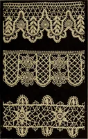 An illustration from Dentelles et guipures : anciennes et modernes, imitations ou copies. Varieté des genres et des points. 52 portraits documentaires, 249 échantillons de dentelles, collerettes, fraises, manchettes, rabats, etc. (1904)