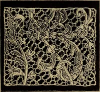 An illustration from Dentelles et guipures : anciennes et modernes, imitations ou copies. Varieté des genres et des points. 52 portraits documentaires, 249 échantillons de dentelles, collerettes, fraises, manchettes, rabats, etc. (1904)