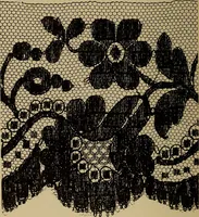 An illustration from Dentelles et guipures : anciennes et modernes, imitations ou copies. Varieté des genres et des points. 52 portraits documentaires, 249 échantillons de dentelles, collerettes, fraises, manchettes, rabats, etc. (1904)