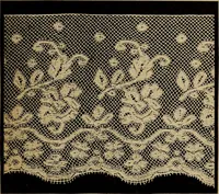 Picture 208 of 216 from Dentelles et guipures : anciennes et modernes, imitations ou copies. Varieté des genres et des points. 52 portraits documentaires, 249 échantillons de dentelles, collerettes, fraises, manchettes, rabats, etc. (1904), leaf 319