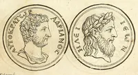 An illustration from De nummo Pantheo Hadriani Imperatoris, ad ill[uminati]mum Spanhemium dissertatio : in qua praeter nonnulla de consecrationibus veterum, illarúmque origine, peculiaris quaedam instituitur comparatio inter Hadrianum, & Alexandrum M. multáque illis communia demonstrantur (1690)