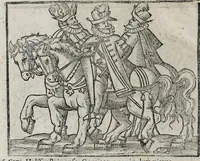 Picture 6 of 38 from De nuptiis illustris ac generosi Domini, Dom. Iohannis Georgii, Comitis a Zollern, serenissimi vtriusque Bauariae Ducis, Maxaemiliani consiliarij, &c. illustris & generosi Domini, Dom. Italo Friderici, Comitis à Zollern, Sigmaringen & Veringen, Domini in Haigerloch & Wehrstain, Romani Imperij Cubicularij haereditarij, Sacrae Caes. Maiestatis consiliarij intimi, &c. filii vnicè dilecti, Dominorum suorum clementissimorum, cum illustri et generosa Domina, Do. Francisca, illustris & generosi Domini, Dom. Friderici Vvild, Comitis in Thaumb & Kyrburg, Comitis Rheinensis in Stain, Comitis à Salm, & Domini in Vinstingen, &c. filia : celebratis Hechingae XI. Octobris, anno salutis M. D. IIC. libri septem : versu heroico (1601), leaf 104