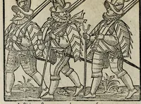 Picture 23 of 38 from De nuptiis illustris ac generosi Domini, Dom. Iohannis Georgii, Comitis a Zollern, serenissimi vtriusque Bauariae Ducis, Maxaemiliani consiliarij, &c. illustris & generosi Domini, Dom. Italo Friderici, Comitis à Zollern, Sigmaringen & Veringen, Domini in Haigerloch & Wehrstain, Romani Imperij Cubicularij haereditarij, Sacrae Caes. Maiestatis consiliarij intimi, &c. filii vnicè dilecti, Dominorum suorum clementissimorum, cum illustri et generosa Domina, Do. Francisca, illustris & generosi Domini, Dom. Friderici Vvild, Comitis in Thaumb & Kyrburg, Comitis Rheinensis in Stain, Comitis à Salm, & Domini in Vinstingen, &c. filia : celebratis Hechingae XI. Octobris, anno salutis M. D. IIC. libri septem : versu heroico (1601), leaf 124