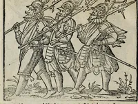 An illustration from De nuptiis illustris ac generosi Domini, Dom. Iohannis Georgii, Comitis a Zollern, serenissimi vtriusque Bauariae Ducis, Maxaemiliani consiliarij, &c. illustris & generosi Domini, Dom. Italo Friderici, Comitis à Zollern, Sigmaringen & Veringen, Domini in Haigerloch & Wehrstain, Romani Imperij Cubicularij haereditarij, Sacrae Caes. Maiestatis consiliarij intimi, &c. filii vnicè dilecti, Dominorum suorum clementissimorum, cum illustri et generosa Domina, Do. Francisca, illustris & generosi Domini, Dom. Friderici Vvild, Comitis in Thaumb & Kyrburg, Comitis Rheinensis in Stain, Comitis à Salm, & Domini in Vinstingen, &c. filia : celebratis Hechingae XI. Octobris, anno salutis M. D. IIC. libri septem : versu heroico (1601)