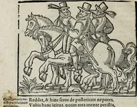 An illustration from De nuptiis illustris ac generosi Domini, Dom. Iohannis Georgii, Comitis a Zollern, serenissimi vtriusque Bauariae Ducis, Maxaemiliani consiliarij, &c. illustris & generosi Domini, Dom. Italo Friderici, Comitis à Zollern, Sigmaringen & Veringen, Domini in Haigerloch & Wehrstain, Romani Imperij Cubicularij haereditarij, Sacrae Caes. Maiestatis consiliarij intimi, &c. filii vnicè dilecti, Dominorum suorum clementissimorum, cum illustri et generosa Domina, Do. Francisca, illustris & generosi Domini, Dom. Friderici Vvild, Comitis in Thaumb & Kyrburg, Comitis Rheinensis in Stain, Comitis à Salm, & Domini in Vinstingen, &c. filia : celebratis Hechingae XI. Octobris, anno salutis M. D. IIC. libri septem : versu heroico (1601)