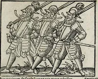 An illustration from De nuptiis illustris ac generosi Domini, Dom. Iohannis Georgii, Comitis a Zollern, serenissimi vtriusque Bauariae Ducis, Maxaemiliani consiliarij, &c. illustris & generosi Domini, Dom. Italo Friderici, Comitis à Zollern, Sigmaringen & Veringen, Domini in Haigerloch & Wehrstain, Romani Imperij Cubicularij haereditarij, Sacrae Caes. Maiestatis consiliarij intimi, &c. filii vnicè dilecti, Dominorum suorum clementissimorum, cum illustri et generosa Domina, Do. Francisca, illustris & generosi Domini, Dom. Friderici Vvild, Comitis in Thaumb & Kyrburg, Comitis Rheinensis in Stain, Comitis à Salm, & Domini in Vinstingen, &c. filia : celebratis Hechingae XI. Octobris, anno salutis M. D. IIC. libri septem : versu heroico (1601)