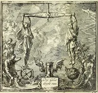 An illustration from De onwaardige wereld : vertoond in vyftig zinnebeelden, met godlyke spreuken en stichtelyke verzen (1710)