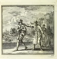 An illustration from De onwaardige wereld : vertoond in vyftig zinnebeelden, met godlyke spreuken en stichtelyke verzen (1710)