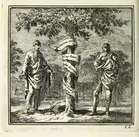 Picture 18 of 30 from De onwaardige wereld : vertoond in vyftig zinnebeelden, met godlyke spreuken en stichtelyke verzen (1710), leaf 130