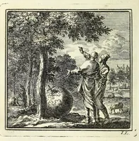 An illustration from De onwaardige wereld : vertoond in vyftig zinnebeelden, met godlyke spreuken en stichtelyke verzen (1710)