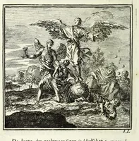 An illustration from De onwaardige wereld : vertoond in vyftig zinnebeelden, met godlyke spreuken en stichtelyke verzen (1710)
