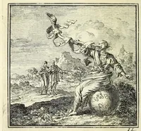 An illustration from De onwaardige wereld : vertoond in vyftig zinnebeelden, met godlyke spreuken en stichtelyke verzen (1710)