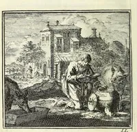 An illustration from De onwaardige wereld : vertoond in vyftig zinnebeelden, met godlyke spreuken en stichtelyke verzen (1710)