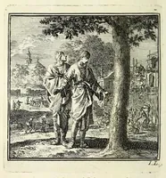 An illustration from De onwaardige wereld : vertoond in vyftig zinnebeelden, met godlyke spreuken en stichtelyke verzen (1710)
