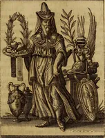 Picture 25 of 53 from Historia deorum fatidicorum, vatum, sibyllarum, phoebadum, apud priscos illustrium : cum eorum iconibus : praeposita est disertatio de divinatione et oraculis (1675), leaf 128