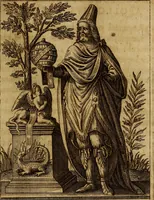 An illustration from Historia deorum fatidicorum, vatum, sibyllarum, phoebadum, apud priscos illustrium : cum eorum iconibus : praeposita est disertatio de divinatione et oraculis (1675)