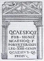 An illustration from De prisca Caesiorvm gente Io. Baptistae Fonteii primionis commentariorvm libri dvo : cvm Ivlii Iacobonii appendice (1582)