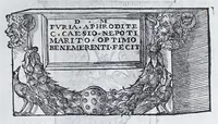 An illustration from De prisca Caesiorvm gente Io. Baptistae Fonteii primionis commentariorvm libri dvo : cvm Ivlii Iacobonii appendice (1582)