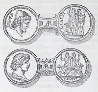 An illustration from De prisca Caesiorvm gente Io. Baptistae Fonteii primionis commentariorvm libri dvo : cvm Ivlii Iacobonii appendice (1582)