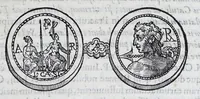 An illustration from De prisca Caesiorvm gente Io. Baptistae Fonteii primionis commentariorvm libri dvo : cvm Ivlii Iacobonii appendice (1582)