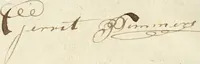 An illustration from De rampspoedige scheepvaart der Franschen naar Oostindien, onder 't beleit van de Heer Generaal Augustyn van Beaulieu, met drie schepen, uit Normandyen. Daar in hy vertoont, niet alleenlijk de rampen en tegenspoeden die hem in deze reis overgekomen zijn, en 't verlies van twee zijner schepen, in deze tocht verloren: maar ook veel aanmerkelijke beschrijvingen der plaatsen, daar hy geweest heeft, zijn handelingen met d'inwoonders, hun wetten, zeden en gewoonten (1669)