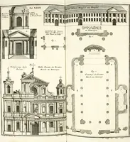 An illustration from Der auserlessneste und nach den Regeln der antiquen Bau-Kunst sowohl, als nach dem heutigen Gusto verneuerte Goldmann, als der rechtschaffenste Bau-Meister, oder die gantze Civil-Bau-Kunst : in unterschiedlichen vollständigen Anweisungen dergestalt abgehandelt, dass nicht leicht der geringste undeutliche Orth in der ehemahls edirten Goldmännischen Civil-Bau-Kunst befindlich, welcher nicht jetzo sattsam erkläret worden : alles auf das auffrichtigste mitgetheilet (1721)