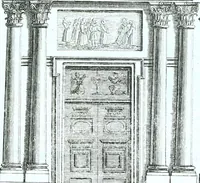 An illustration from Der auserlessneste und nach den Regeln der antiquen Bau-Kunst sowohl, als nach dem heutigen Gusto verneuerte Goldmann, als der rechtschaffenste Bau-Meister, oder die gantze Civil-Bau-Kunst : in unterschiedlichen vollständigen Anweisungen dergestalt abgehandelt, dass nicht leicht der geringste undeutliche Orth in der ehemahls edirten Goldmännischen Civil-Bau-Kunst befindlich, welcher nicht jetzo sattsam erkläret worden : alles auf das auffrichtigste mitgetheilet (1721)