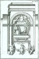 An illustration from Der auserlessneste und nach den Regeln der antiquen Bau-Kunst sowohl, als nach dem heutigen Gusto verneuerte Goldmann, als der rechtschaffenste Bau-Meister, oder die gantze Civil-Bau-Kunst : in unterschiedlichen vollständigen Anweisungen dergestalt abgehandelt, dass nicht leicht der geringste undeutliche Orth in der ehemahls edirten Goldmännischen Civil-Bau-Kunst befindlich, welcher nicht jetzo sattsam erkläret worden : alles auf das auffrichtigste mitgetheilet (1721)