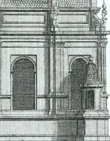 An illustration from Der auserlessneste und nach den Regeln der antiquen Bau-Kunst sowohl, als nach dem heutigen Gusto verneuerte Goldmann, als der rechtschaffenste Bau-Meister, oder die gantze Civil-Bau-Kunst : in unterschiedlichen vollständigen Anweisungen dergestalt abgehandelt, dass nicht leicht der geringste undeutliche Orth in der ehemahls edirten Goldmännischen Civil-Bau-Kunst befindlich, welcher nicht jetzo sattsam erkläret worden : alles auf das auffrichtigste mitgetheilet (1721)