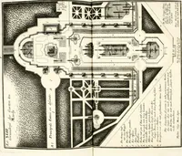 An illustration from Der auserlessneste und nach den Regeln der antiquen Bau-Kunst sowohl, als nach dem heutigen Gusto verneuerte Goldmann, als der rechtschaffenste Bau-Meister, oder die gantze Civil-Bau-Kunst : in unterschiedlichen vollständigen Anweisungen dergestalt abgehandelt, dass nicht leicht der geringste undeutliche Orth in der ehemahls edirten Goldmännischen Civil-Bau-Kunst befindlich, welcher nicht jetzo sattsam erkläret worden : alles auf das auffrichtigste mitgetheilet (1721)