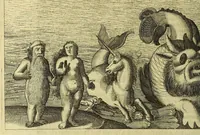 An illustration from Der dreyzehende Theil der Orientalischen Indien, darinnen beneben etlichen newen, gedenckwürdigen Schiffarten vnd Reysen, so von vnterschiedlichen Völckern, sonderlich den Portugesen, Englischen vnd Holländern, in Ost Indien, vnd dem anstossende Königreich, vom Jahr 1615. biss vff 1628. verrichtet worden. : Auch insonderheit andere biss anhero unbekandte Königreich vnnd Länder, sonderlich das Königreich Indostan, oder dess grossen Mogols, Königreich China, Persien, wie auch Moscaw, Reussen, Groenlandt, Tartarey, Algier, und andere angräntzenden Provintzen, von newem beschrieben, und mit erst erfundenen Landtaffeln vor Augen gestellet worden. Alles mit sonderbaren schönen Kupfferstücken gezieret. Mit Köm. Keys. Maj. Freyheit begnadet (1628)