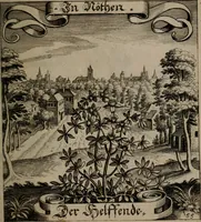 An illustration from Der Fruchtbringenden Geselschaft Nahmen, Vorhaben, Gemählde und Wörter : nach jedes Einnahme ordentlich in Kupfer gestochen, und in achtzeilige Reimgesetze verfasset (1646)