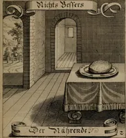 An illustration from Der Fruchtbringenden Geselschaft Nahmen, Vorhaben, Gemählde und Wörter : nach jedes Einnahme ordentlich in Kupfer gestochen, und in achtzeilige Reimgesetze verfasset (1646)