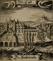 An illustration from Der Fruchtbringenden Geselschaft Nahmen, Vorhaben, Gemählde und Wörter : nach jedes Einnahme ordentlich in Kupfer gestochen, und in achtzeilige Reimgesetze verfasset (1646)