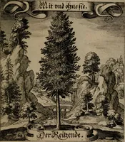 An illustration from Der Fruchtbringenden Geselschaft Nahmen, Vorhaben, Gemählde und Wörter : nach jedes Einnahme ordentlich in Kupfer gestochen, und in achtzeilige Reimgesetze verfasset (1646)