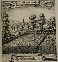 An illustration from Der Fruchtbringenden Geselschaft Nahmen, Vorhaben, Gemählde und Wörter : nach jedes Einnahme ordentlich in Kupfer gestochen, und in achtzeilige Reimgesetze verfasset (1646)