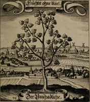 An illustration from Der Fruchtbringenden Geselschaft Nahmen, Vorhaben, Gemählde und Wörter : nach jedes Einnahme ordentlich in Kupfer gestochen, und in achtzeilige Reimgesetze verfasset (1646)