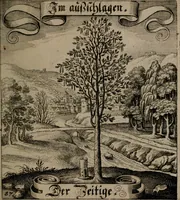 An illustration from Der Fruchtbringenden Geselschaft Nahmen, Vorhaben, Gemählde und Wörter : nach jedes Einnahme ordentlich in Kupfer gestochen, und in achtzeilige Reimgesetze verfasset (1646)