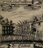 An illustration from Der Fruchtbringenden Geselschaft Nahmen, Vorhaben, Gemählde und Wörter : nach jedes Einnahme ordentlich in Kupfer gestochen, und in achtzeilige Reimgesetze verfasset (1646)