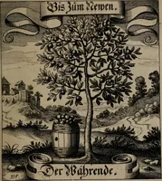 An illustration from Der Fruchtbringenden Geselschaft Nahmen, Vorhaben, Gemählde und Wörter : nach jedes Einnahme ordentlich in Kupfer gestochen, und in achtzeilige Reimgesetze verfasset (1646)
