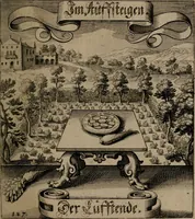 An illustration from Der Fruchtbringenden Geselschaft Nahmen, Vorhaben, Gemählde und Wörter : nach jedes Einnahme ordentlich in Kupfer gestochen, und in achtzeilige Reimgesetze verfasset (1646)