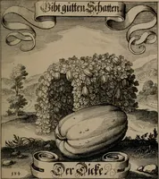 An illustration from Der Fruchtbringenden Geselschaft Nahmen, Vorhaben, Gemählde und Wörter : nach jedes Einnahme ordentlich in Kupfer gestochen, und in achtzeilige Reimgesetze verfasset (1646)