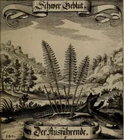 An illustration from Der Fruchtbringenden Geselschaft Nahmen, Vorhaben, Gemählde und Wörter : nach jedes Einnahme ordentlich in Kupfer gestochen, und in achtzeilige Reimgesetze verfasset (1646)