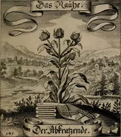An illustration from Der Fruchtbringenden Geselschaft Nahmen, Vorhaben, Gemählde und Wörter : nach jedes Einnahme ordentlich in Kupfer gestochen, und in achtzeilige Reimgesetze verfasset (1646)