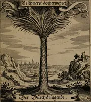An illustration from Der Fruchtbringenden Geselschaft Nahmen, Vorhaben, Gemählde und Wörter : nach jedes Einnahme ordentlich in Kupfer gestochen, und in achtzeilige Reimgesetze verfasset (1646)