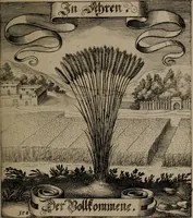 An illustration from Der Fruchtbringenden Geselschaft Nahmen, Vorhaben, Gemählde und Wörter : nach jedes Einnahme ordentlich in Kupfer gestochen, und in achtzeilige Reimgesetze verfasset (1646)