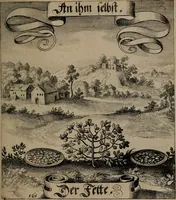 An illustration from Der Fruchtbringenden Geselschaft Nahmen, Vorhaben, Gemählde und Wörter : nach jedes Einnahme ordentlich in Kupfer gestochen, und in achtzeilige Reimgesetze verfasset (1646)