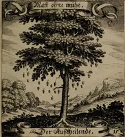 An illustration from Der Fruchtbringenden Geselschaft Nahmen, Vorhaben, Gemählde und Wörter : nach jedes Einnahme ordentlich in Kupfer gestochen, und in achtzeilige Reimgesetze verfasset (1646)