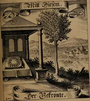An illustration from Der Fruchtbringenden Geselschaft Nahmen, Vorhaben, Gemählde und Wörter : nach jedes Einnahme ordentlich in Kupfer gestochen, und in achtzeilige Reimgesetze verfasset (1646)